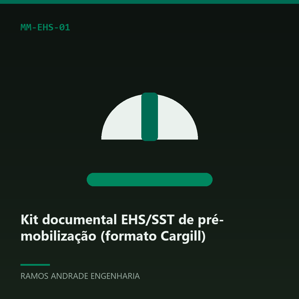 Kit documental EHS/SST de pré-mobilização (formato Cargill)